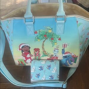 Disney Gradient Blue-Yellow Lilo & Stitch Tote with Matching Wallet